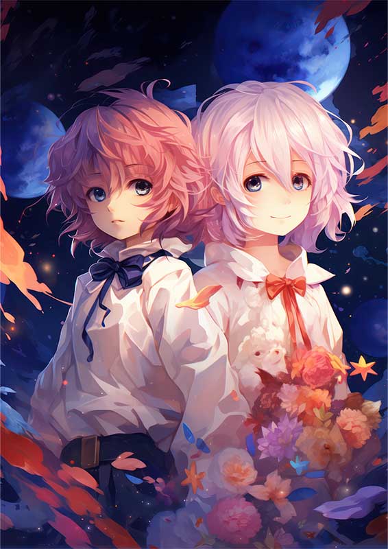 Oeon lulu dressed in white with pink anime girls | Di-Bond