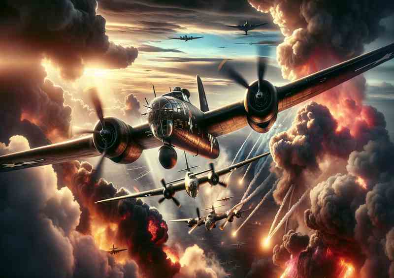 Dramatic WWII Bombers in Intense Combat | Poster