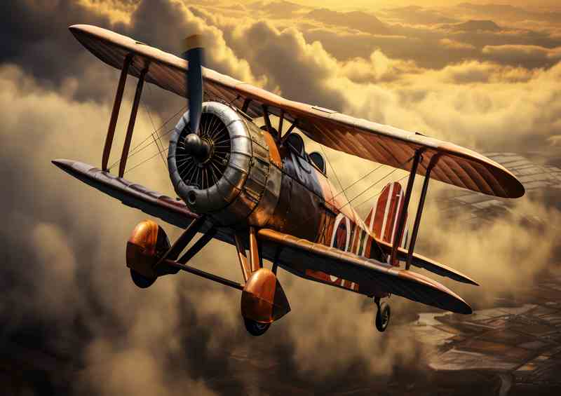Vintage Biplane Metal Poster