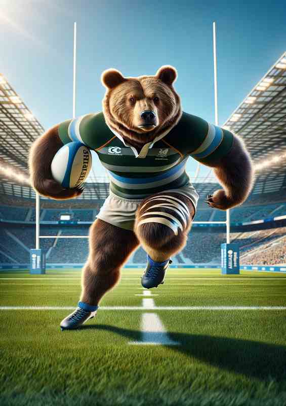 Bear Playing Rugby | Canvas