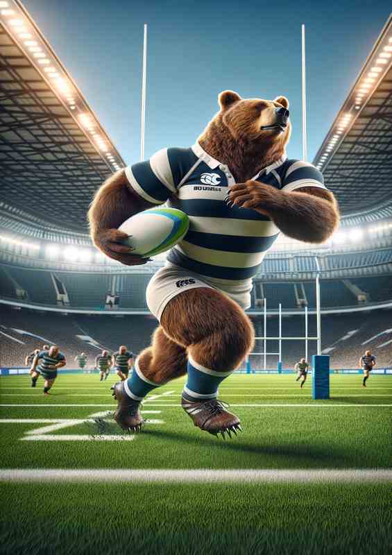 Bear Playing Rugby in Rugby Outfit | Canvas