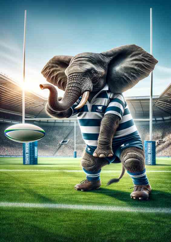 Elephant Playing Rugby in Rugby Outfit | Poster