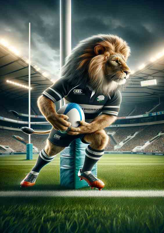 Lion Playing Rugby | Di-Bond