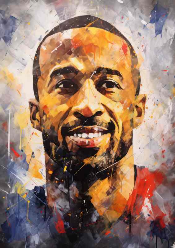 Thierry Henry Footballer in the style of splash art | Canvas