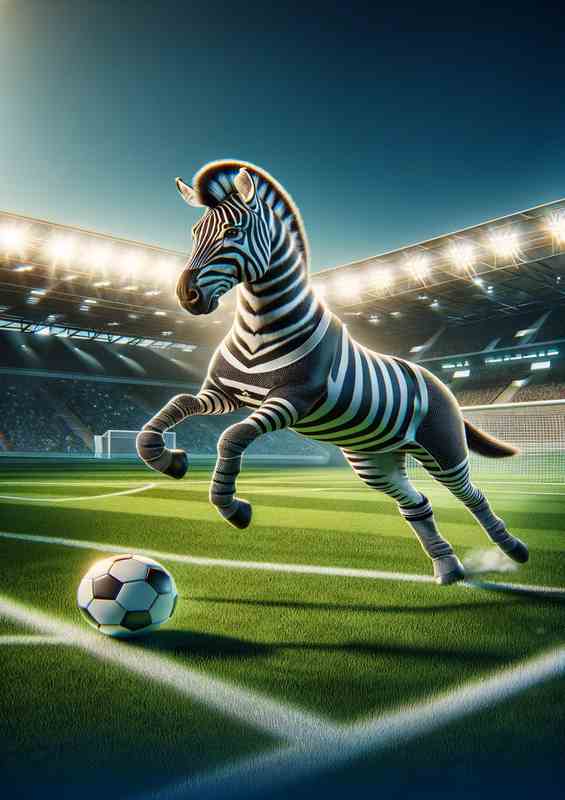 Zebra Playing Football in Soccer Outfit | Canvas