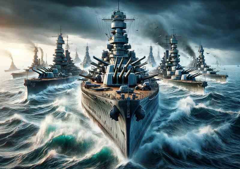 Epic WWII Battleships in Ocean Warfare | Poster