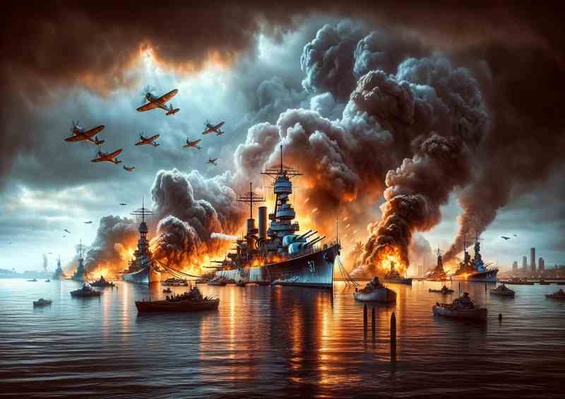 Historic Pearl Harbor Attack Scene | Canvas