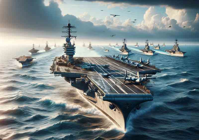 Majestic WWII Aircraft Carriers at Sea | Poster