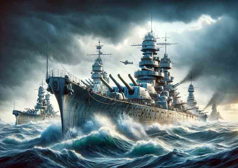 WWII Battleships in Ocean Warfare | Poster