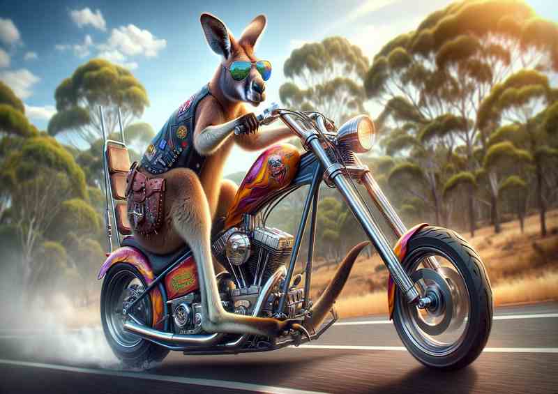 Kangaroo Riding a Chopper | Canvas