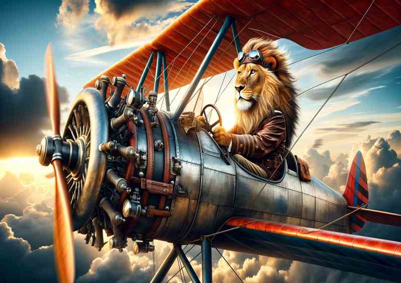 Lion Piloting a Bi Plane | Di-Bond
