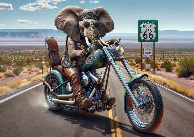 Solo Animal on an American Chopper on Route 66 Elephant | Poster