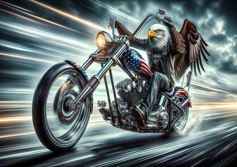 Solo Eagle Riding a Chopper | Canvas