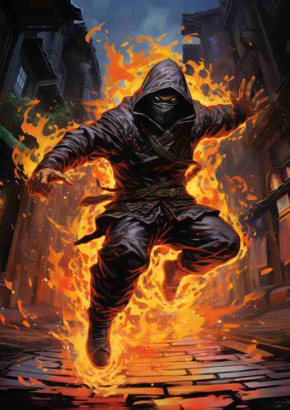 Ninja kicking bright in the sky | Metal Poster