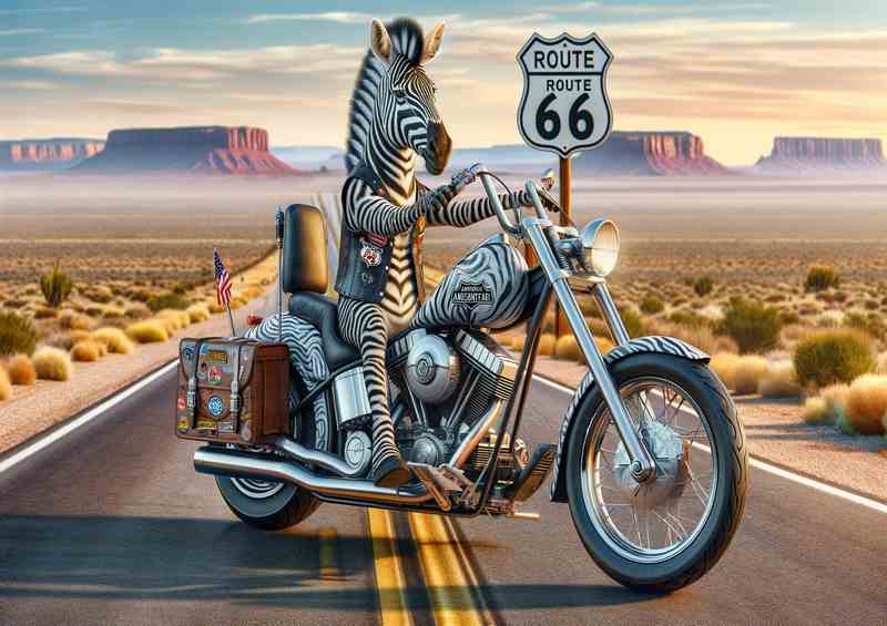 Solo Zebra on an American Chopper on Route 66 | Canvas