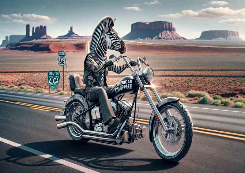 Zebra on an American Chopper on Route 66 | Poster