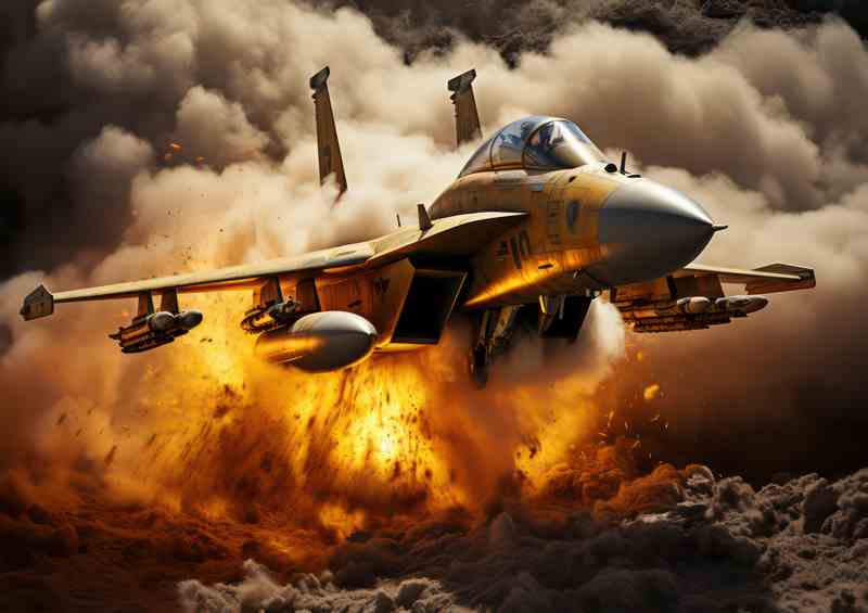 Fighter jet Launches through the fire | Poster