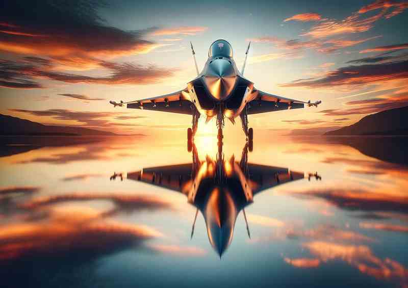 Sunset Reflect Fighter Jet Elegance