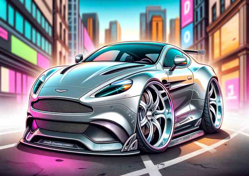 Aston Martin Vanquish Grey Exaggerated Features | Poster