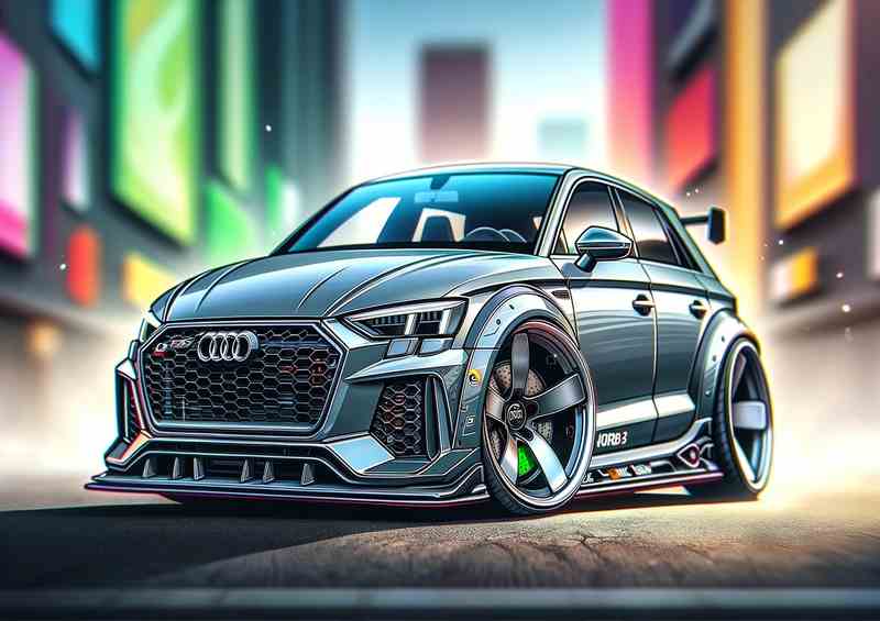 Audi RS3 The car is designed with a sleek grey paint | Poster