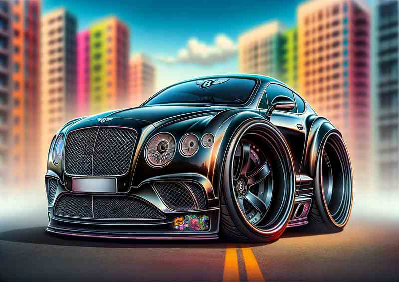 Bentley Cont GT Exaggerated Luxury Car, Black | Poster