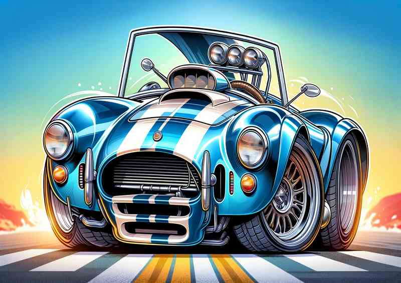 Cobra 289 Art | Classic Blue Cartoon Car Canvas