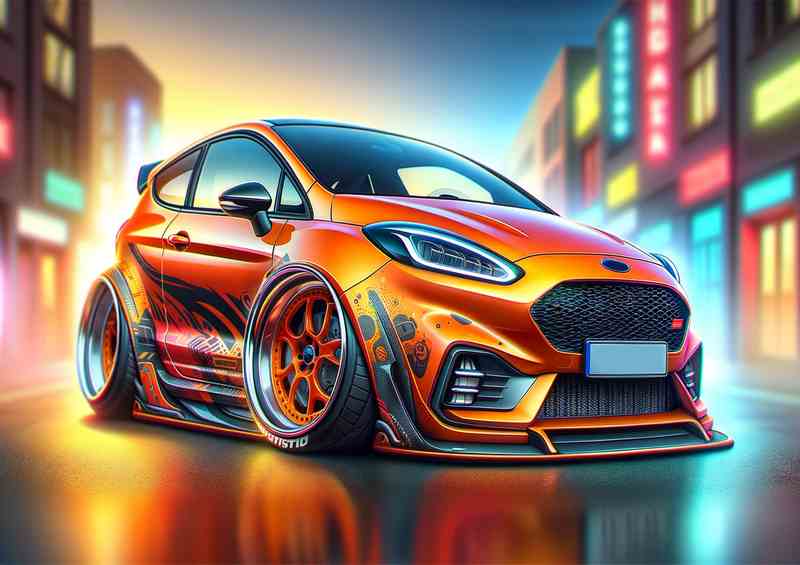Ford Fiesta ST with extremely exaggerated features low level | Poster