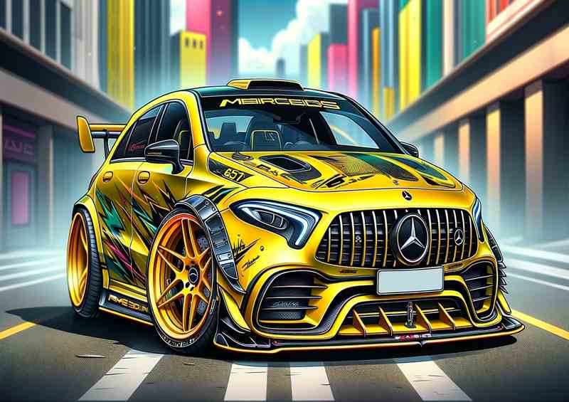 Mercedes AMG A45 S with a nice yellow paint job | Di-Bond
