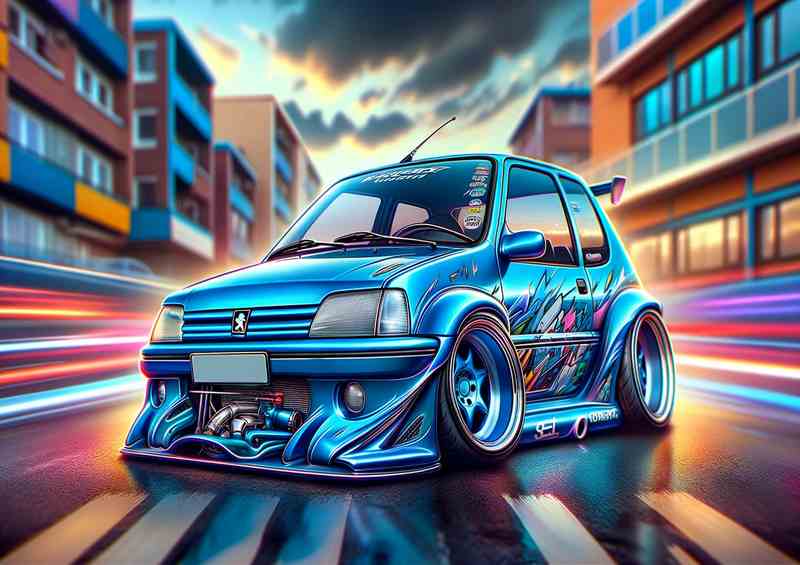 Peugeot 106 with extremely with a lively blue paint | Canvas