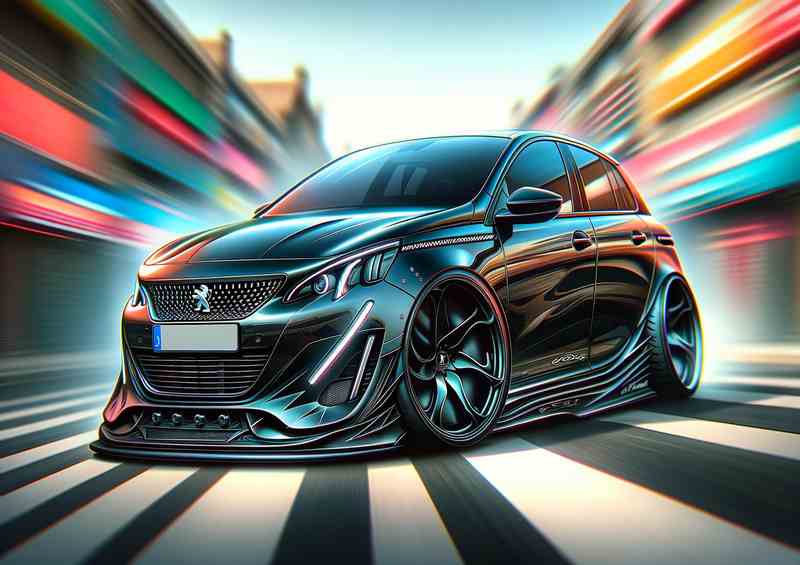 Peugeot 308 | Exag-Sleek Black | Metal Poster