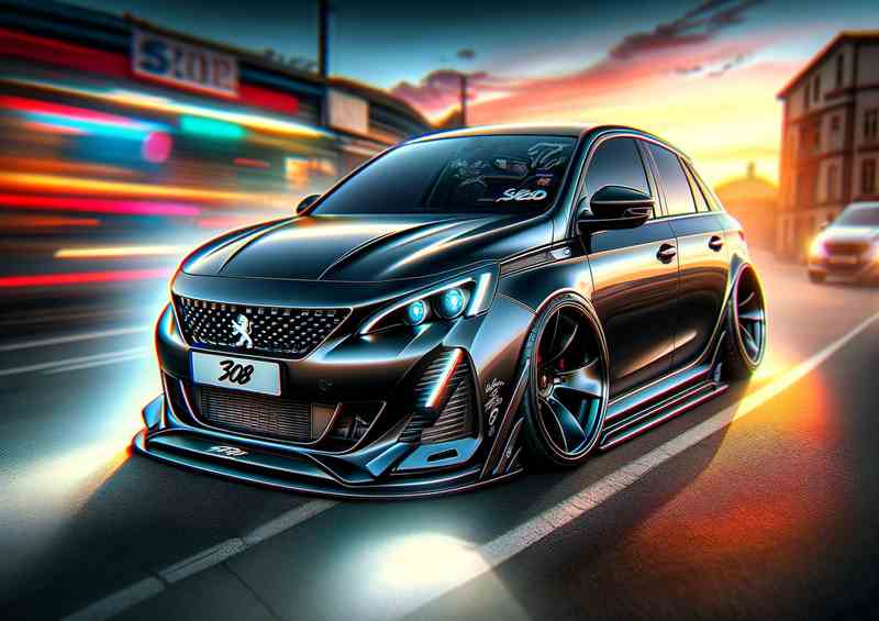 Peugo 308 in Black | Poster
