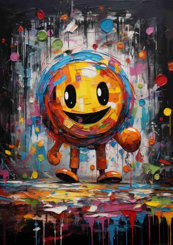 Packman Splash art vibrant colours | Metal Poster