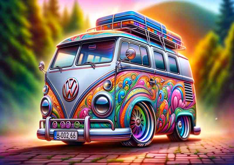 VW Camper The van is designed with a colorful paints | Canvas