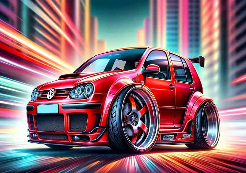 Volkswagen Golf GTI The car is designed in burst red | Poster