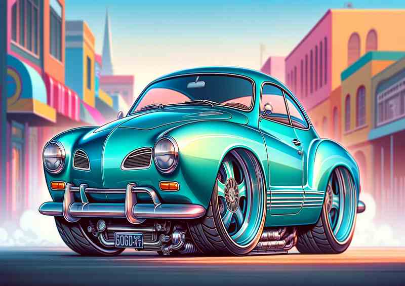 Volkswagen Karmann Ghia with cartoon style features | Canvas
