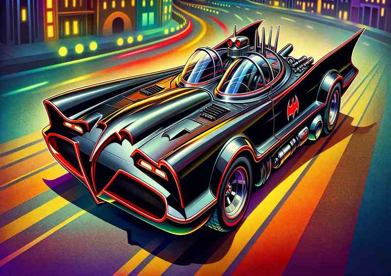 1966 Batmobile style black and red cartoon | Canvas