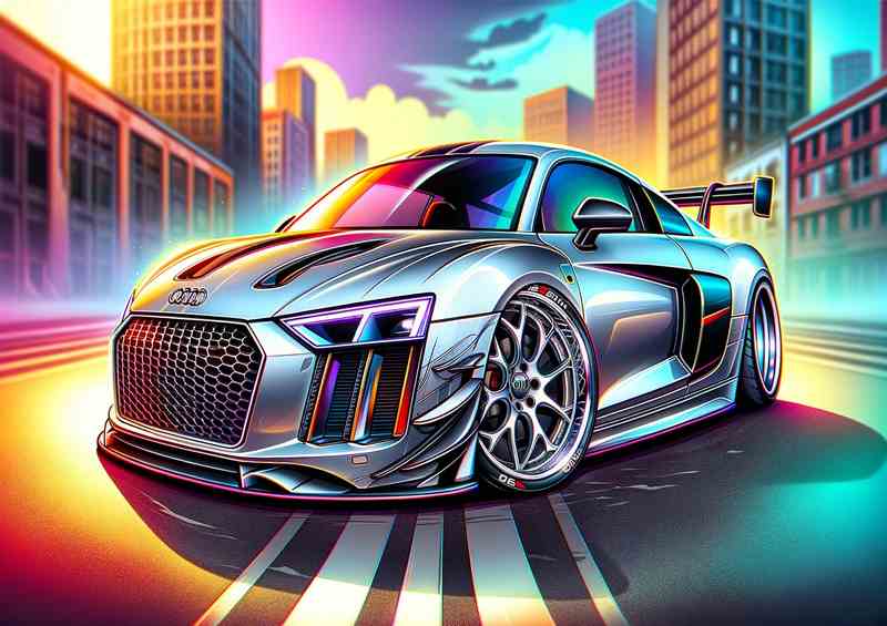 Audi R8 style in a sleek silver paint | Poster