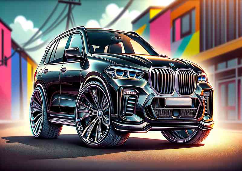 BMW X5 4x4 style in black cartoon | Di-Bond