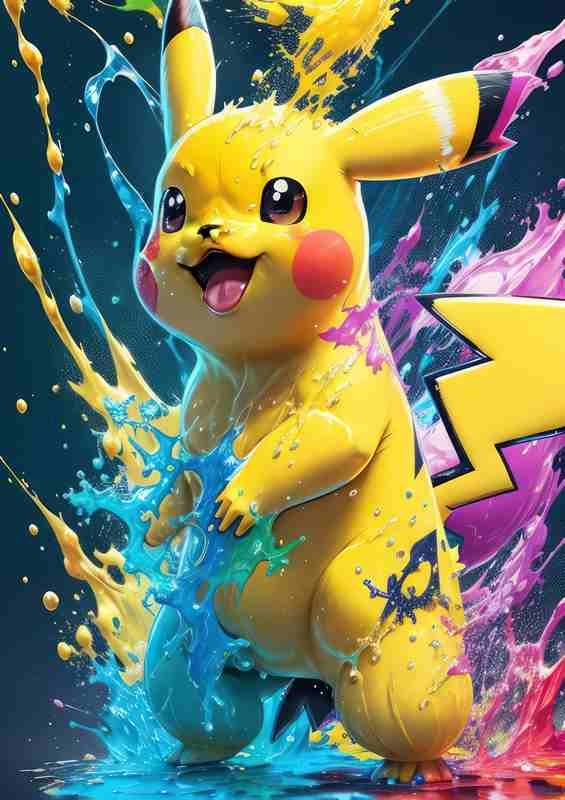 Pikachu splash style | Canvas