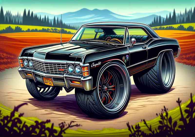 Chevrolet Impala in black with big wheels | Poster