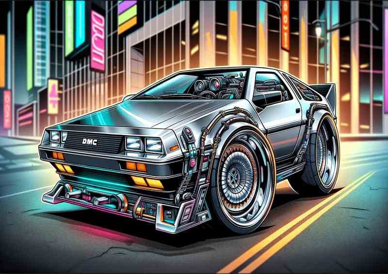 DeLorean DMC style in silver cartoon | Di-Bond