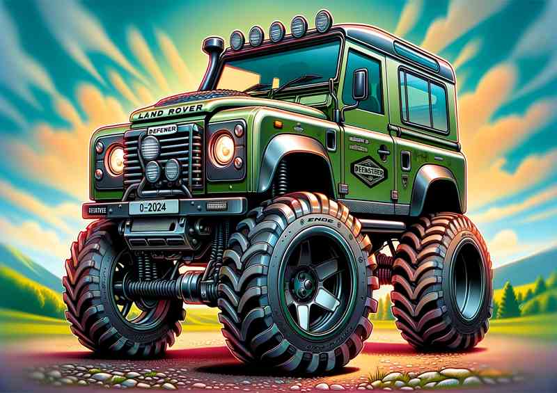 Defender 4x4 Xtreme Green Wheels | Poster