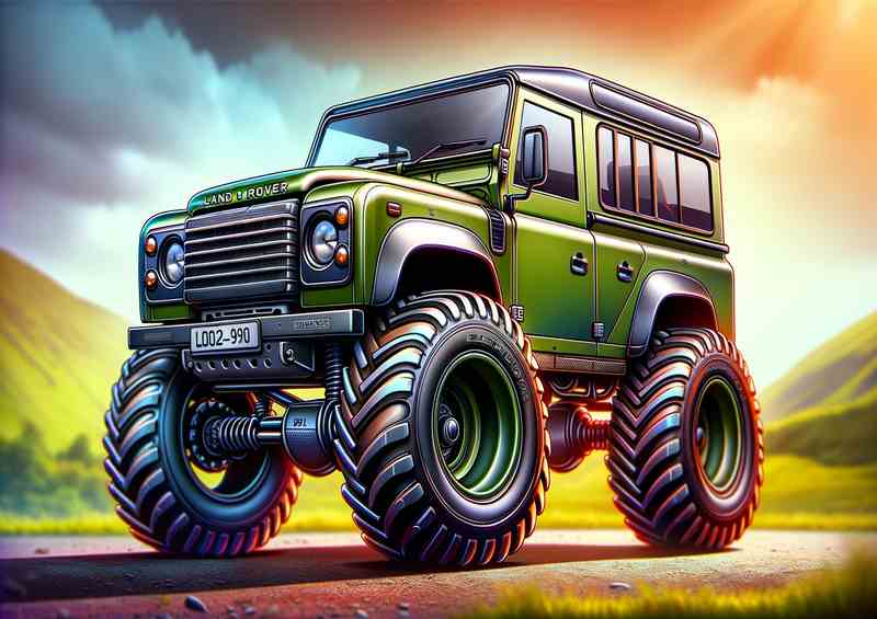 Defender style extremely exaggerated in green | Canvas