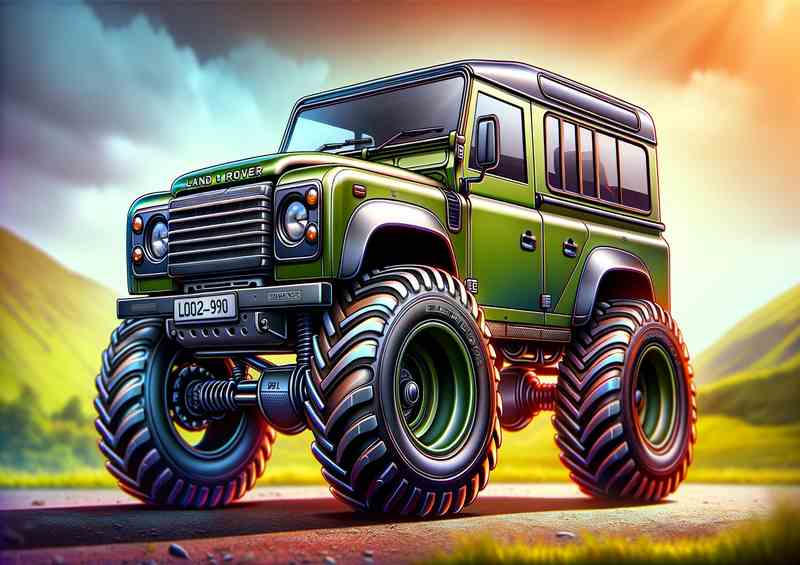 Defender style extremely exaggerated in green | Poster