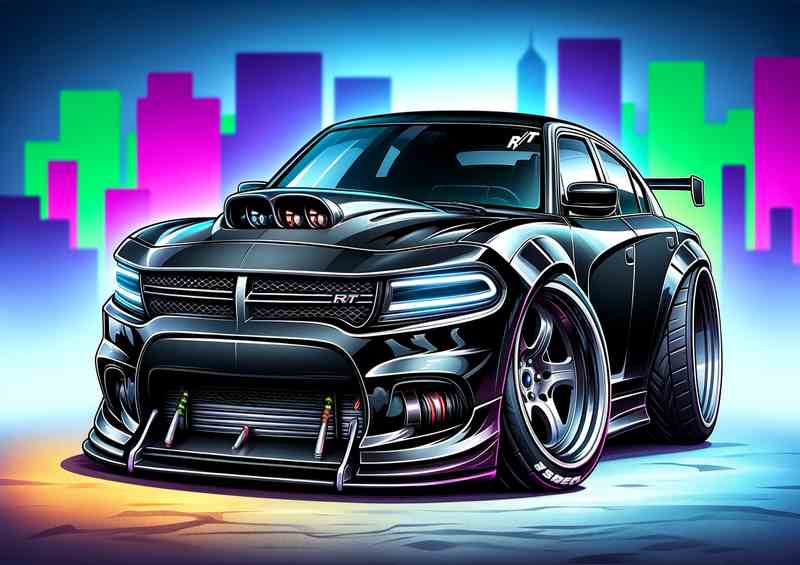 Dodge Charger RT stylebig wheels in black | Poster