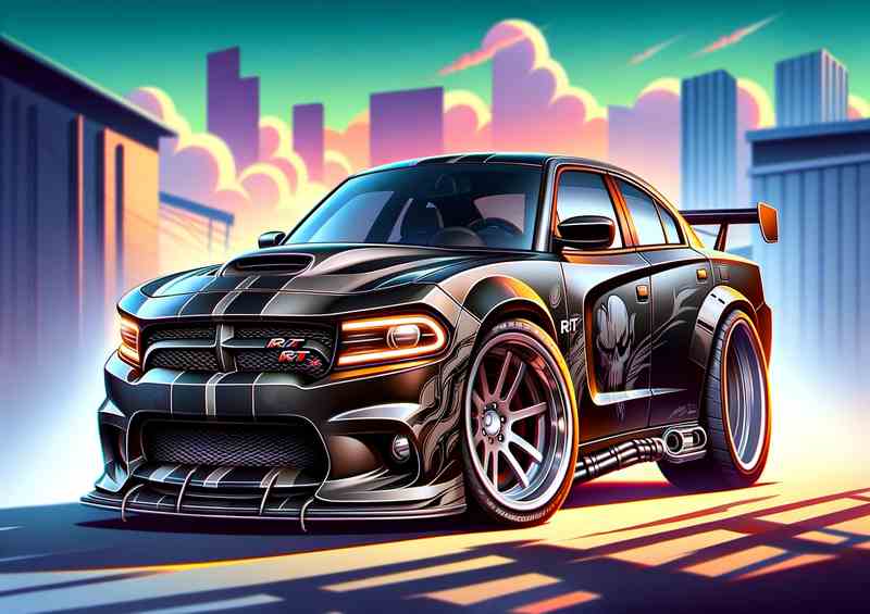 Dodge Charger style in black cartoon | Di-Bond