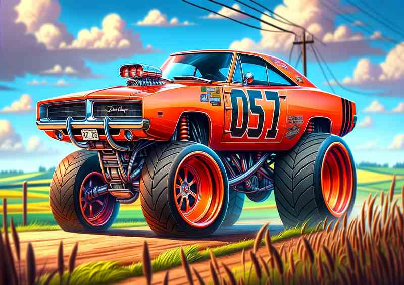 Dodge Charger style in orange | Canvas