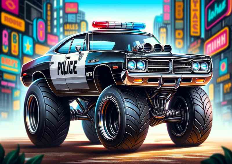 Dodge Monaco police style cartoon car | Poster