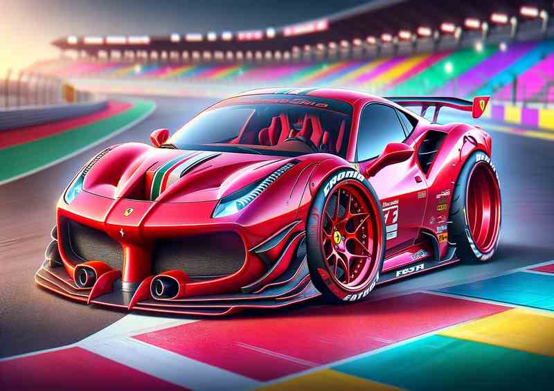 Ferrari 488 Pista style extremely exaggerated red paint | Poster