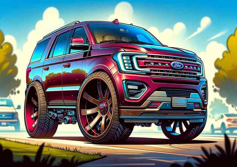 Ford Expedition 4x4 XL Wheels & Red Paint Poster